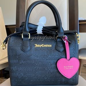 Juicy Couture Debossed Black Speedy Satchel Crossbody Bag